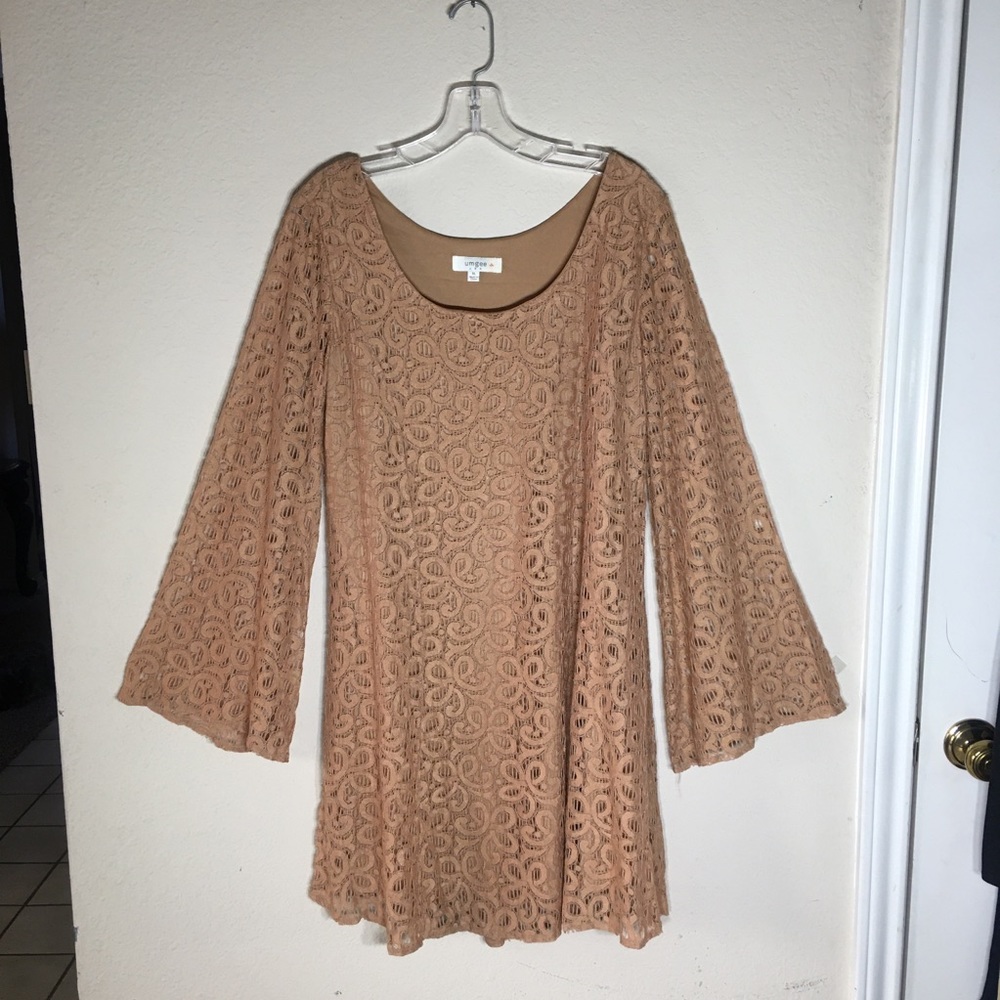 Lace Dress with Flared Sleeves